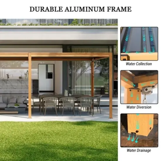 Mondawe Outdoor Louvered Pergola 10X20FT, Aluminum Pergola with Adjustable Roof and Efficient Drainage System image {6}