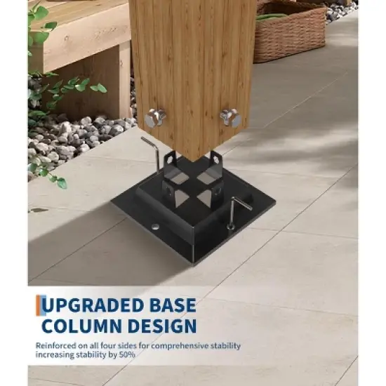 TROPOW  Outdoor Aluminum Pergola, Heavy-Duty Woodgrain Patio Pergola with Retractable Canopy Sun Shade & Side Mesh Curtain, Metal Gazebo image {2}