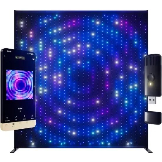 Twinkly Lightwall 8x8ft, LED Panel Smart, Multicolor LED Lights, DJ Lights and Music Rhythm Show, Aluminum Frame and Transport Trolley Included image {9}