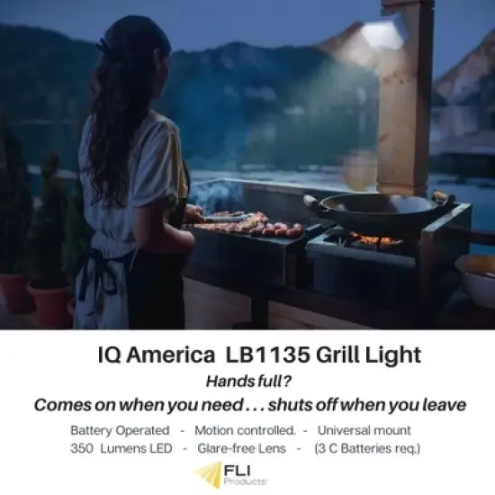 IQ America Battery-Powered LED Motion Sensor Flood Light, 350 Lumens, Universal Mount for Closet, Shed, Storage, Attic, Safe, Grill image {3}