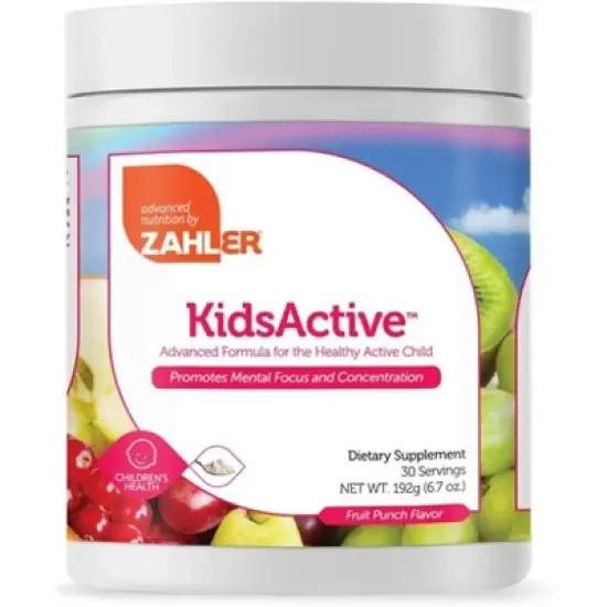 Zahler KidsActive Kids Concentration Formula Powder, an All-Natural Support for Focus & Attention, Certified Kosher Fruit Punch Flavor - 30 Servings image {3}