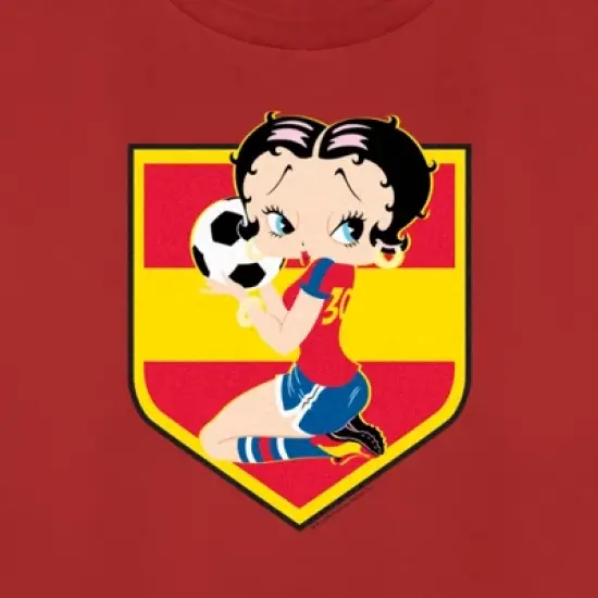 Women's Betty Boop Spain Soccer Badge T-Shirt image {1}