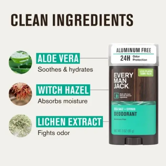 Every Man Solid Deodorant Jack Sea Salt + Citrus - 3oz image {6}