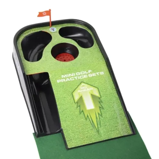 HearthSong Light-Up Indoor Kids' Golf Putting Game with Two Light-Up Putters and Three Golf Balls image {2}