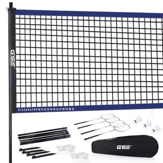 GSE Recreational Badminton Complete Set with Portable Badminton Net, 4 Badminton Rackets, 3 Shuttlecocks & Carrying Bag image {6}