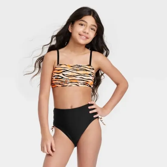 Girls' 2pc Sketchy Tiger High-Waist Bikini Set - art class&trade; Black  image {3}