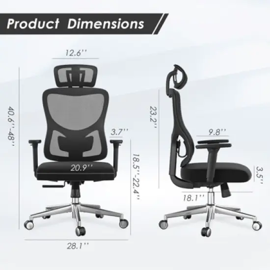 PAGED Ergonomic Office Chair Mesh Desk Chair Swivel Computer Chair with 3D Armrest, Adjustable Lumbar Support and Headrest for Office image {1}