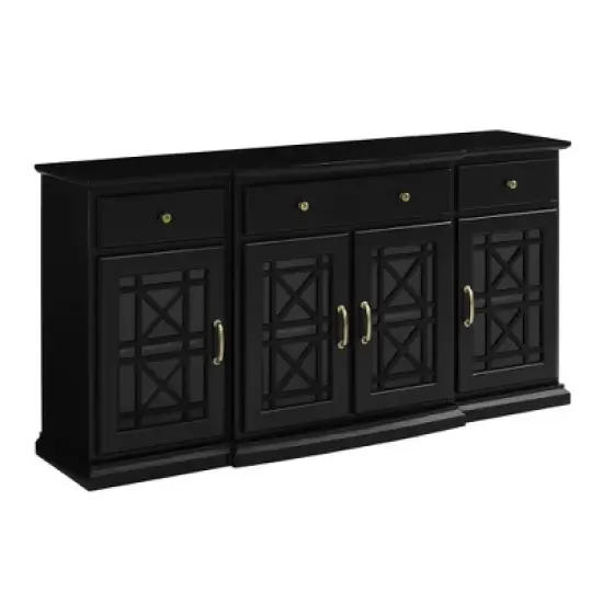 Selma Transitional 3 Tiered Ornate Fretwork Door Sideboard - Saracina Home image {5}