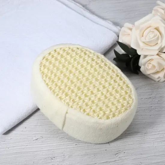 Unique Bargains Bathroom Jute Shower Sponge 5.51"x3.98"x1.81" Beige 1 Pc image {5}