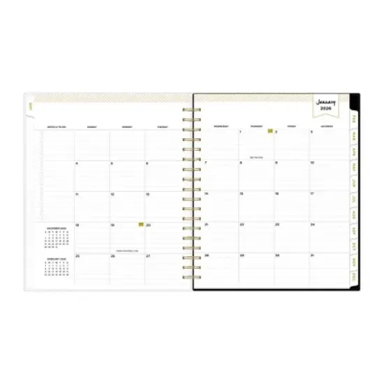 Blue Sky Day Designer Daily/Monthly Planning Calendar 8"x10" Rugby Stripe Black Frosted image {5}