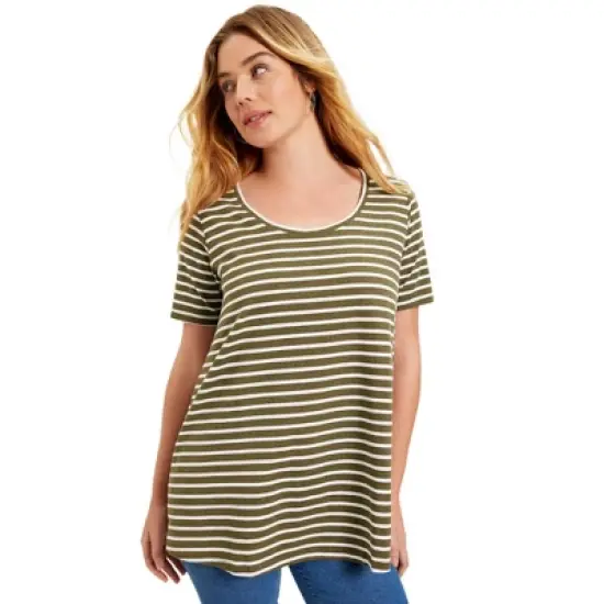 June + Vie by Roaman's Women&rsquo;s Plus Size Short-Sleeve Swing One + Only Tee image {7}