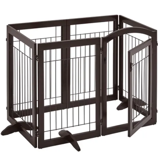 Yaheetech 32&Prime; H Pet Gate with Wood and Wire for Doorway image {8}