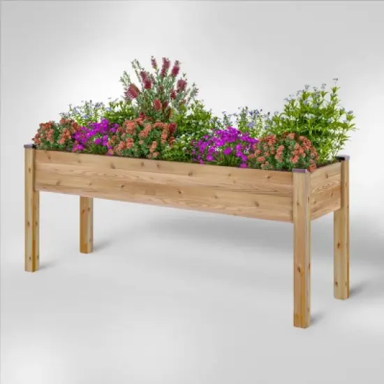 CedarCraft Elevated Cedar Planter Rectangular Outdoor Garden Bed Natural 23"x72"x30": Weather-Resistant with Drainage Holes image {2}
