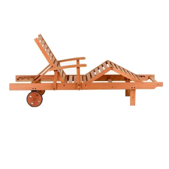 Amazonia Fiji Eucalyptus Wood Outdoor Patio Chaise Lounge Brown: All-Weather, UV-Resistant image {4}