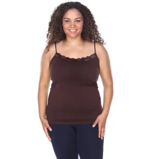 Women's Plus Size Lace Trim Tank Top - One Size Fits Most Plus - White Mark image {5}