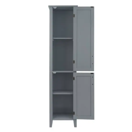 Mercer Mid Century Modern Wooden Linen Tower Cabinet Gray - Elegant Home Fashions image {10}