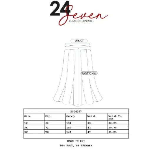 24seven Comfort Apparel Elastic Waist Pleated Pocket Plus Size Midi Skirt image {3}
