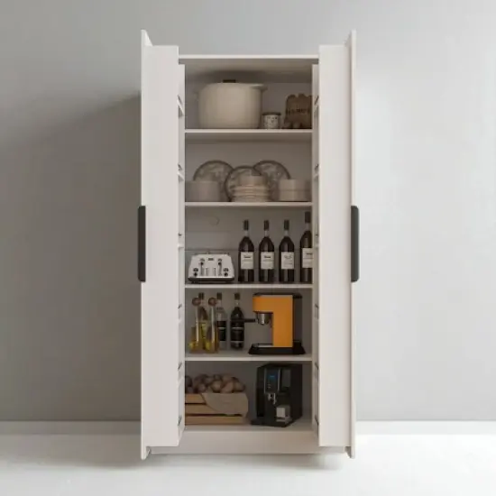 62.99" Freestanding Kitchen Pantry Cabinet with Doors & Adjustable Shelves, MDF Buffet Sideboard Storage Cupboard for Kitchen, Dining Room image {7}