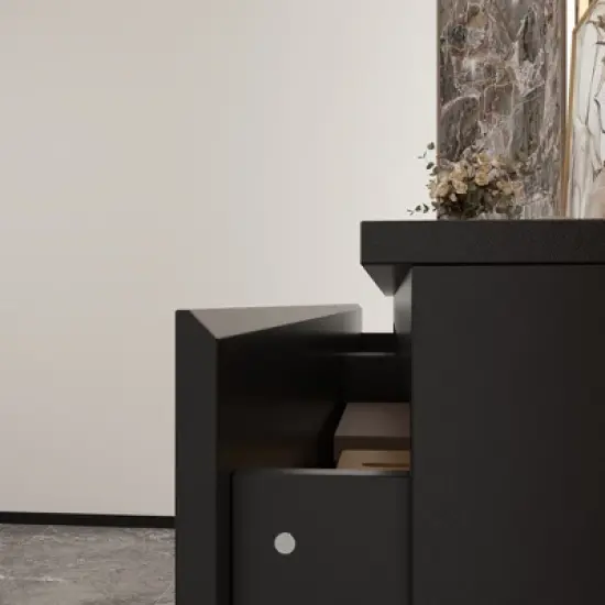 Famapy Black Six Drawer Dressers Minimalist Style Smooth Surface image {4}