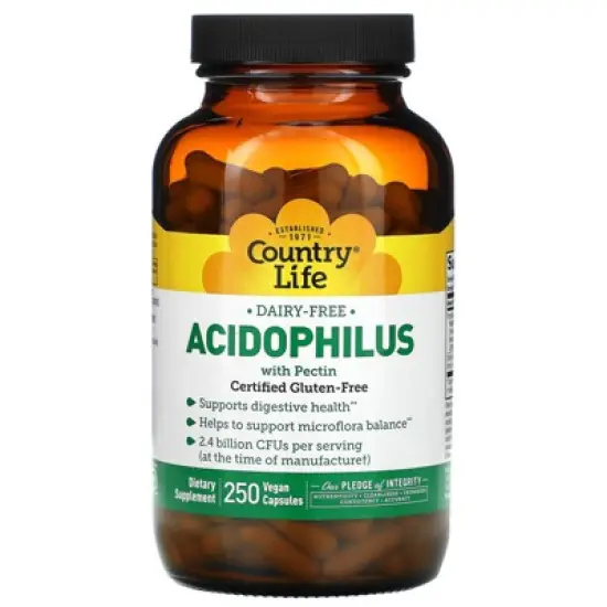 Country Life Acidophilus with Pectin, 250 Vegan Capsules image {2}