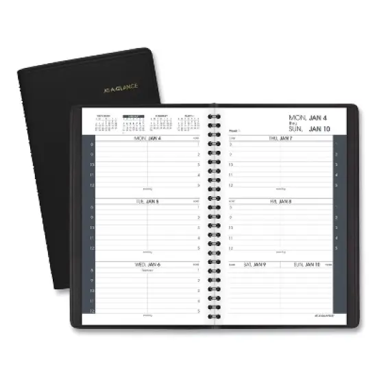 Weekly Block Format Appointment Book Ruled for Hourly Appointments, 8 x 5, Black Cover, 12-Month (Jan to Dec): 2026 image {5}