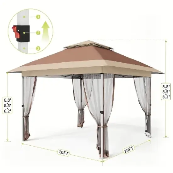 Garvee Pop Up Gazebo, Outdoor Canopy Tent With Mosquito Netting,Curtains image {2}