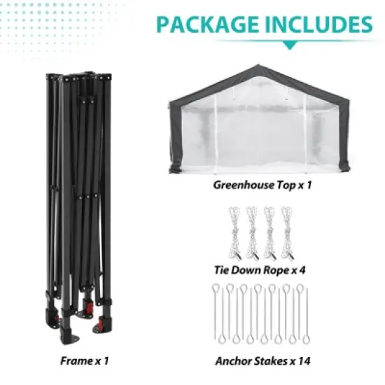 EAGLE PEAK 8'x6' Portable Walk in Greenhouse with Polyester Reinforced Corners, Gray/White image {8}