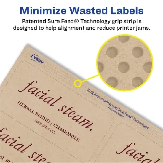 Avery Kraft Brown Rectangle Labels with Sure Feed Technology, 2" x 4", Laser/Inkjet Printable Labels, 250 Total (5784) image {2}