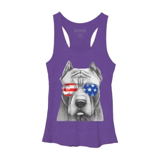 Women's Design By Humans American Pitbull With Sunglasses By Racerback Tank Top image {4}