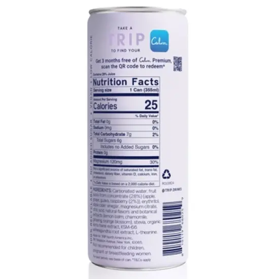 Trip Mindful Blend Raspberry Orange Blossom Lightly Sparkling Botanical - 12 fl oz Can image {4}