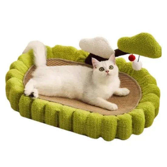 Large Space Tree Cat scratching board, Hand Woven Sisal Cat scratching Bed, Green Small Tree Design scratching Post and Lounge image {6}