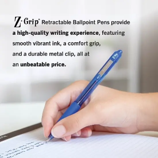 Zebra Z-Grip Retractable Ballpoint Pen Medium Point 1.0mm Blue Ink 96/Pack (22296) image {2}
