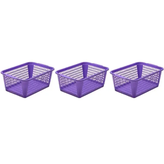 YBM HOME Plastic Perforated Storage Basket Bin Office Drawer, Shelf Desktop CountertopTray Organizer 32-1184, Pack of 3 image {13}