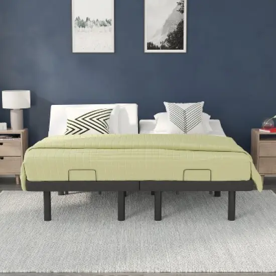 Flash Furniture Selene Adjustable Upholstered Bed Base with Wireless Remote, Three Leg Heights, & Independent Head/Foot Incline image {7}