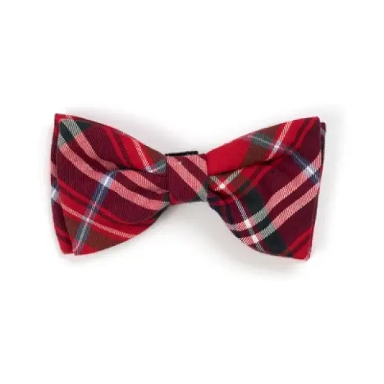 The Worthy Dog Red Plaid Bow Tie Adjustable Collar Attachment Accessory image {3}