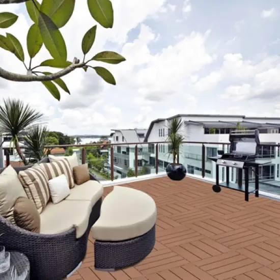 Plastic Interlocking Deck Tiles, 12.00"x12.00" (Pack of 44), for Patio, Outdoor Waterproof, All Weather image {4}