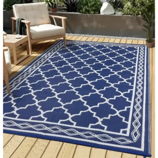Outdoor Rugs, Patio Rugs - 9x18 Large Waterproof Reversible Plastic Straw Rug, Easy Cleaning for RV, Porch, Deck, Balcony, Camping image {4}