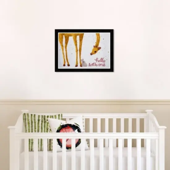 21" x 15" Hello Little One Giraffe Bunny Animals Framed Art Print - Wynwood Studio image {2}
