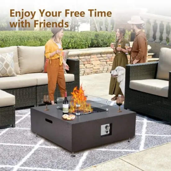 Propane Fire Pit Table with Wind Guard and Rain Cover, Glass Beads, Sturdy Steel Anti-Rust Finish, CSA Safety Certified for Patio Yard Garden image {3}