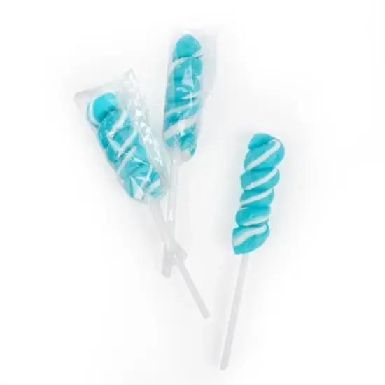 Light Blue Twisty Pop Lollipops Blue Raspberry Candy image {1}