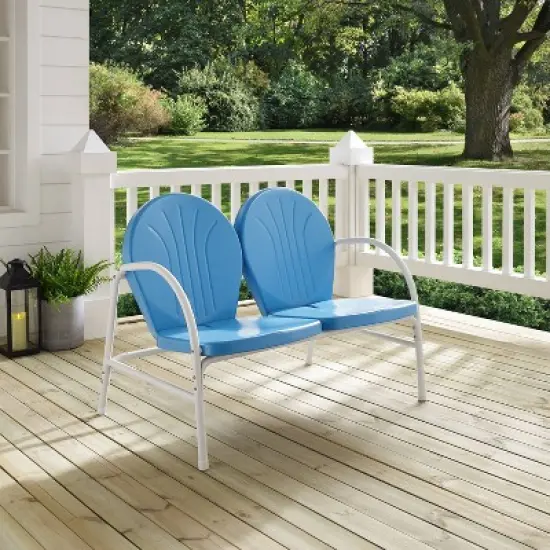 Griffith Outdoor Loveseat - Sky Blue - Crosley image {3}