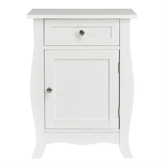 Costway 2PCS Accent End Table with Drawer Storage Cabinet Nightstand White image {8}