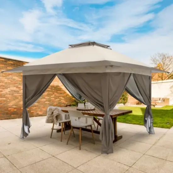 EAGLE PEAK 13'x13' Pop Up Gazebo with 4 Sidewalls, Easy Set Up Canopy for Patio and Backyard image {6}