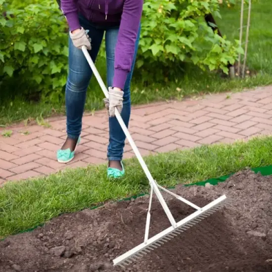 Costway Landscape Rake with 36" Head & 68" Handle Heavy-Duty Aluminum Leaf Rake for Lawns image {3}