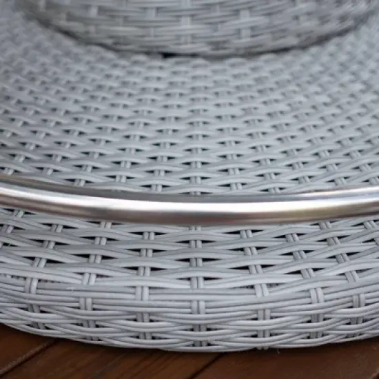 Greemotion 46" Cyprus Round Outdoor Bar Height Table with Glass Top & Ice Bucket Insert Gray: Aluminum Frame, UV-Resistant image {6}