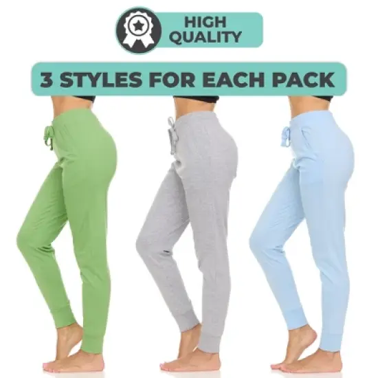 Womens Running Workout Yoga Leggings with Pockets and Elastic Cuff, Up to 2XL, Pack of 3 image {3}