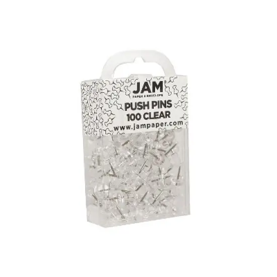JAM Paper Colored Pushpins Clear Push Pins 2 Packs of 100 222419050A image {2}
