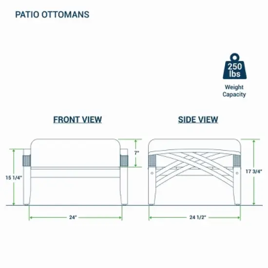 Cambridge Casual Carmel Teak Wood Patio Outdoor Ottoman with Tan Cushion image {8}