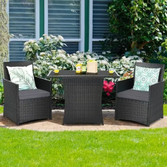 Costway 3PCS Patio Rattan Furniture Set Cushion Sofa Armrest Garden Deck image {13}