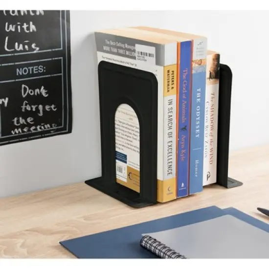 Juvale 6-Pair Black Metal Non-Skid Book Stoppers Book Ends Holder Bookends, 5 x 6.75 x 5.75 in image {3}